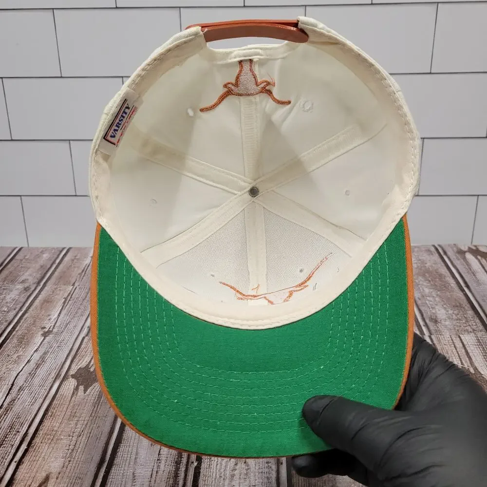 Vintage Apex One Texas Longhorns Snapback Hat NCAA White Orange Made Taiwan